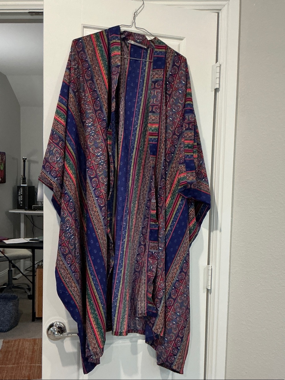 BCBGeneration Multistripe Boho Kimono in Blue and Red